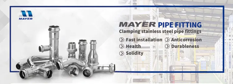 304 Stainless Steel Groove Fittings 3 Way Reducing Tee with Press End