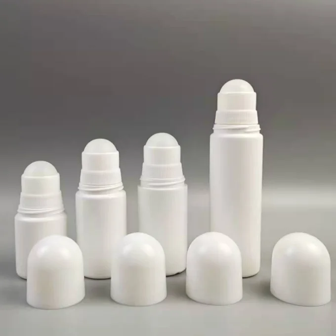 Plastic Anti-perspirant Roller Bottles Skin Care Packaging Cosmetic Screw Cap 50ml Empty Refillable Roll-on Bottle White Matte