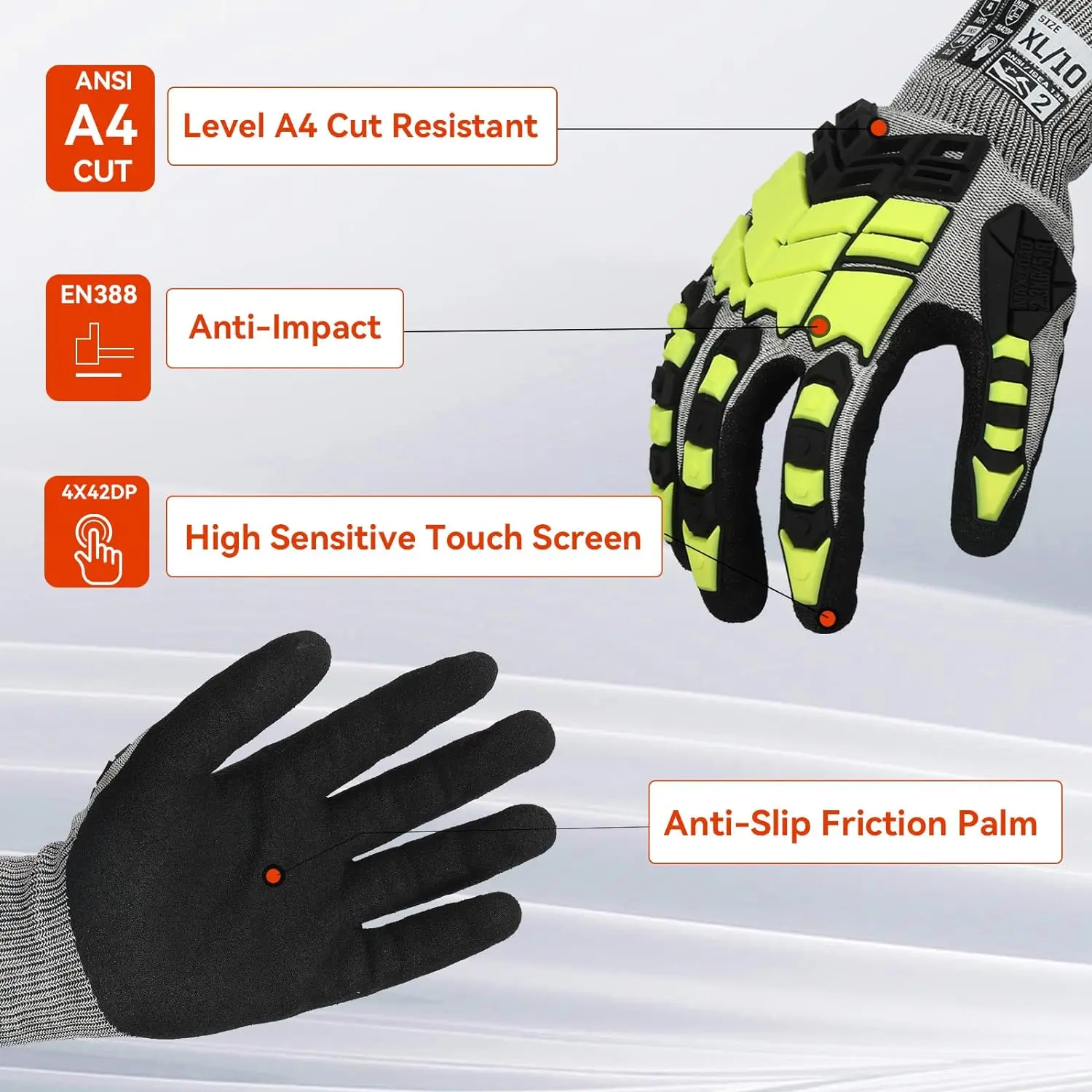 TPR for cut resistant anti-impact industry mechanical work safety gloves high impact gloves