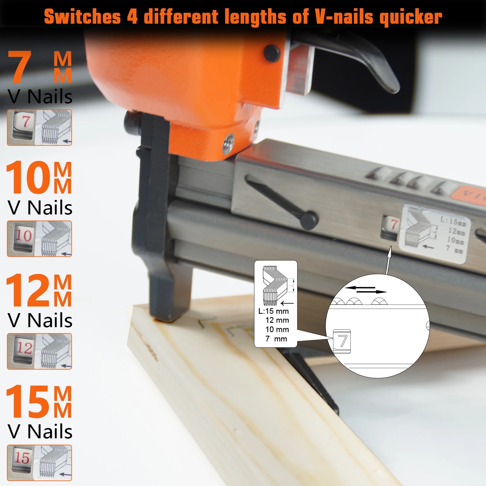 KAMSIN V1015 30 Gauge Flexible Pneumatic Picture Framing  V nailer Handy Air- Powered Frame Joiner for Picture Framing