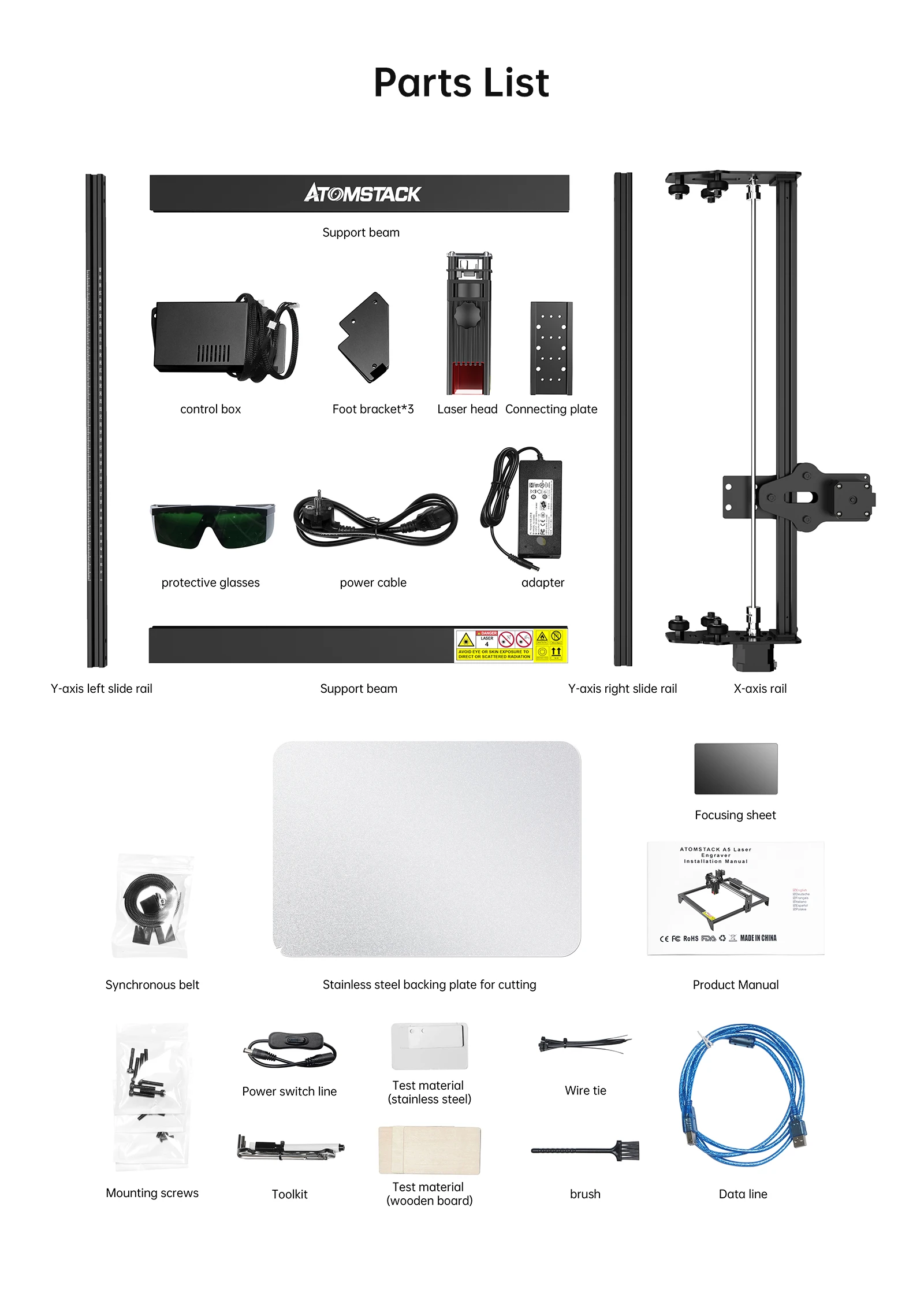 Лазерный гравер ATOMSTACK A5 M40 40 Вт с защитой глаз 410*400 мм резьба Erea полностью из алюминиевого сплава лазерная гравировальная машина