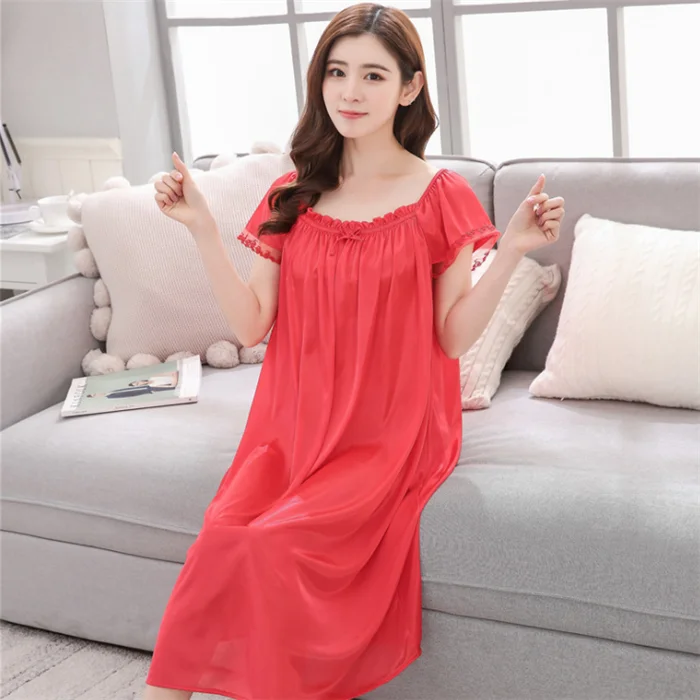 New women clothes  8 colors  cute nighty Wholesale Chinese short Sleeve Women night  Pajamas dress  high quality  nightgown