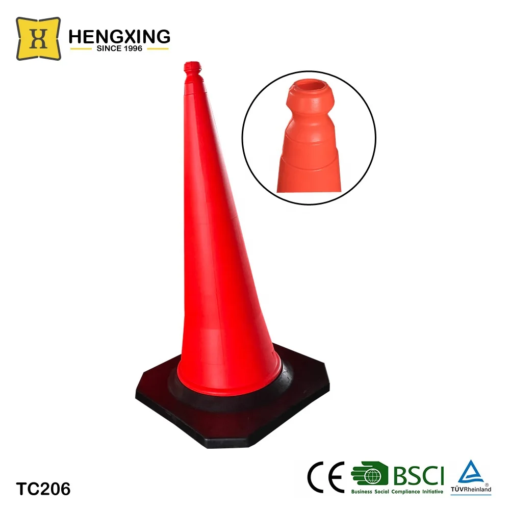 Cheap Price 1 Meter High Intense Grade Flowing Reflective PU Orange Traffic Safety Street Cone With Rubber Base