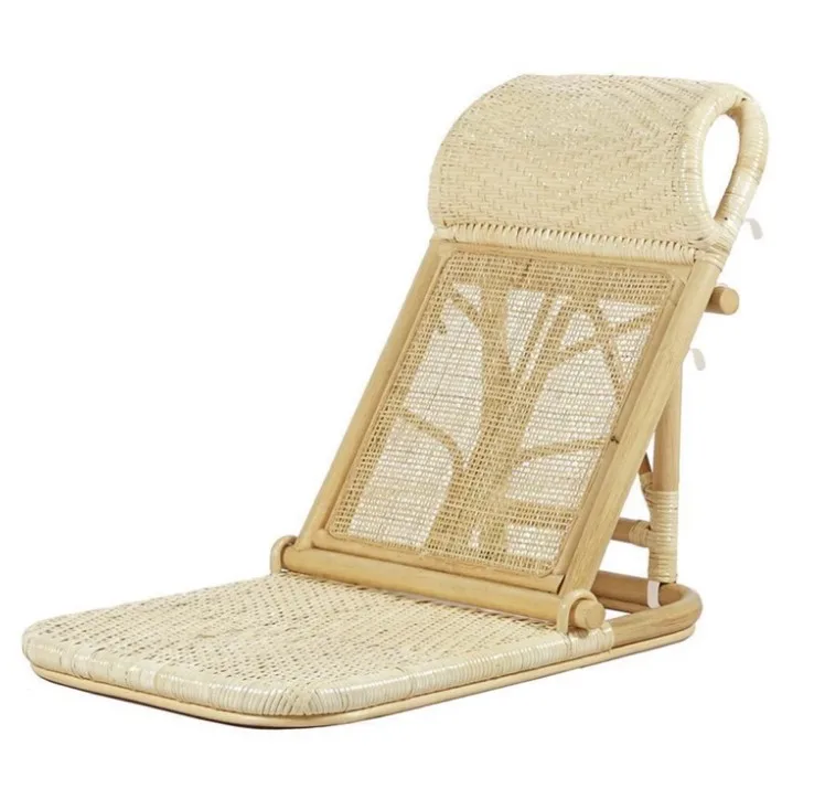 Outdoor Furniture Garden Wicker Portable High Quality Natural Handwoven Recliner Lounger Folding Rattan Beach