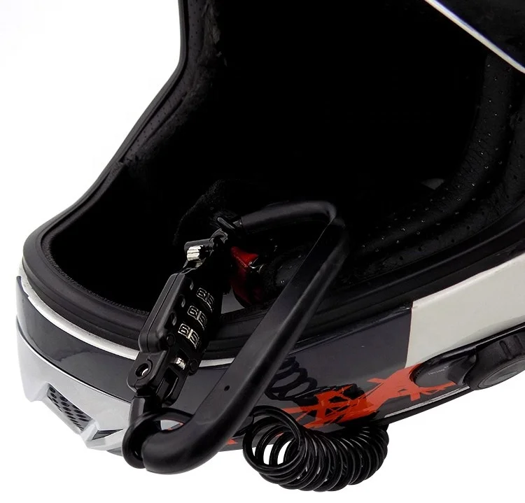 Anti-Theft Mini Road Bike Spring Cable Motorcycle Safe Helmet Lock For Ssafety