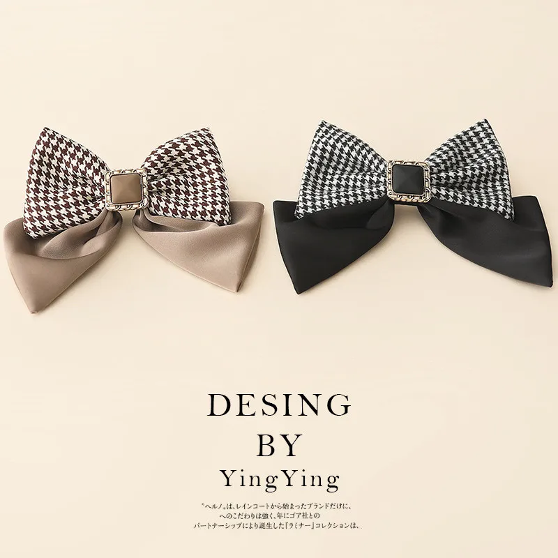 Tiktok Product Korean Pearl Rhinestone Bows Barrettes Hairpin Hairclip Bun Net Fabric Cover Hair Clips Accessories