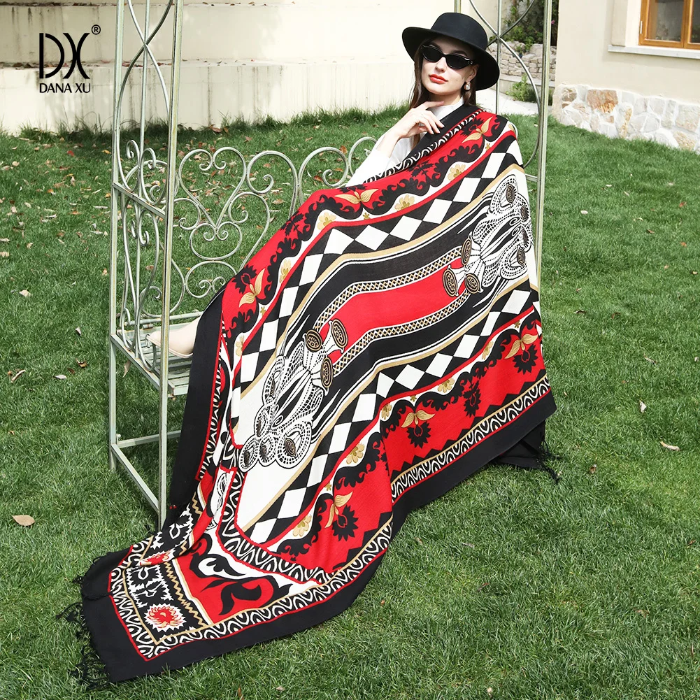Oversize Large Blanket Cashmere Pashmina Shawls Soft Dupatta 100% Pure Wool Scarf Wraps For Women