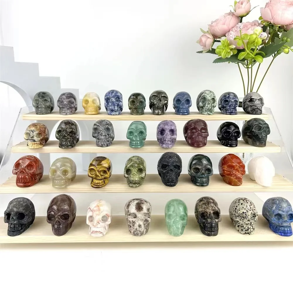 Wholesale Natural stone crystal gemstone crystal craft crystals carving big skull healing stones for home decor
