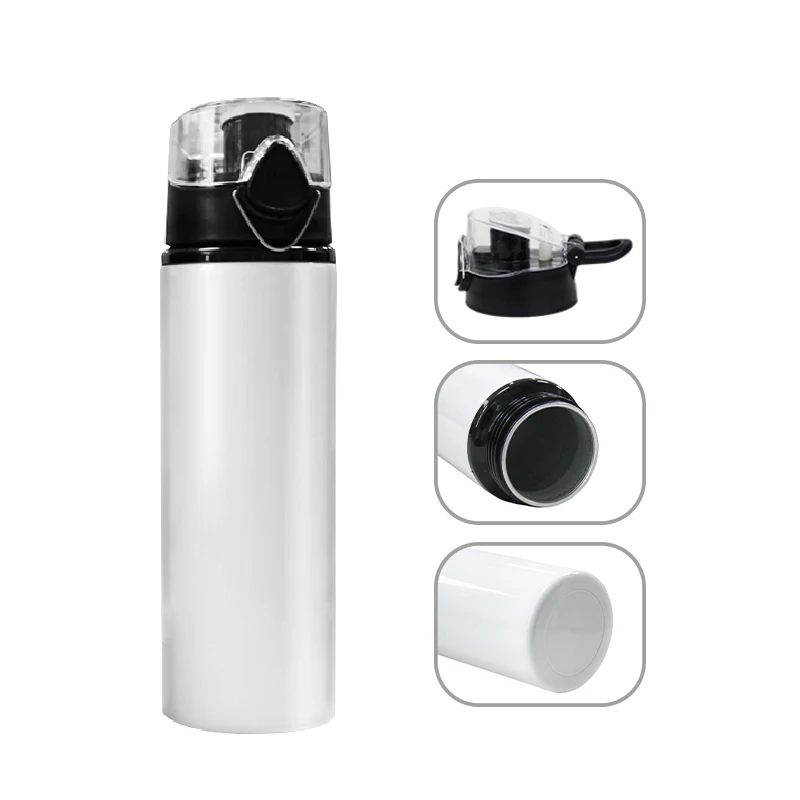 USA Warehouse Stocked 750ml Sublimation Blank Aluminum Sports Water Bottle with Lids for Transfer Printing