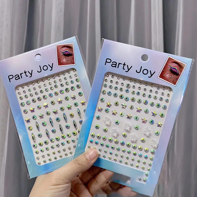 Go Party Wholesale Resin Acrylic Eyebrow Decorative Party Face Diamond Crystal Sticker Jewelry Tattoo Temporary Body Stickers