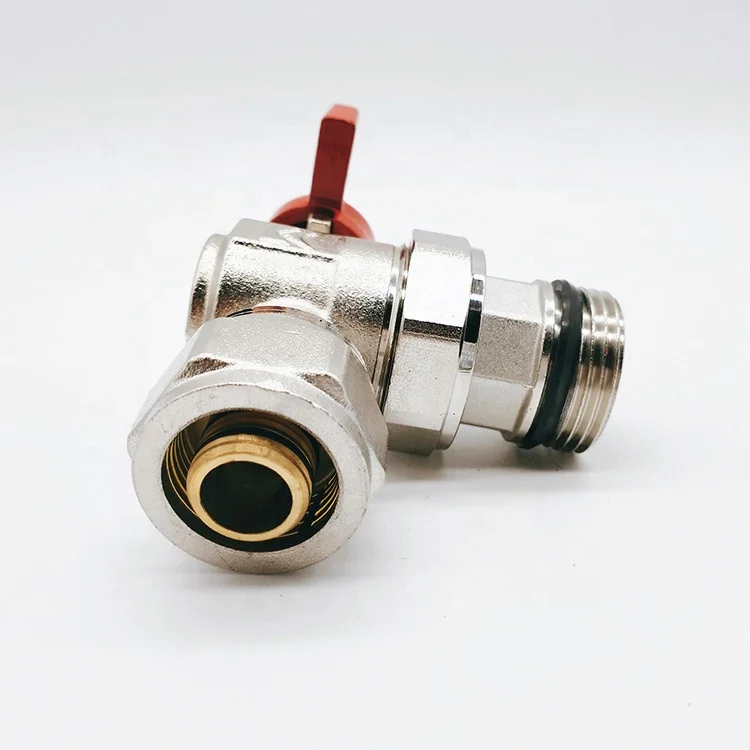 China two ways manual ptfe brass 1inch angle male thread flow control water union ball valve with butterfly handle