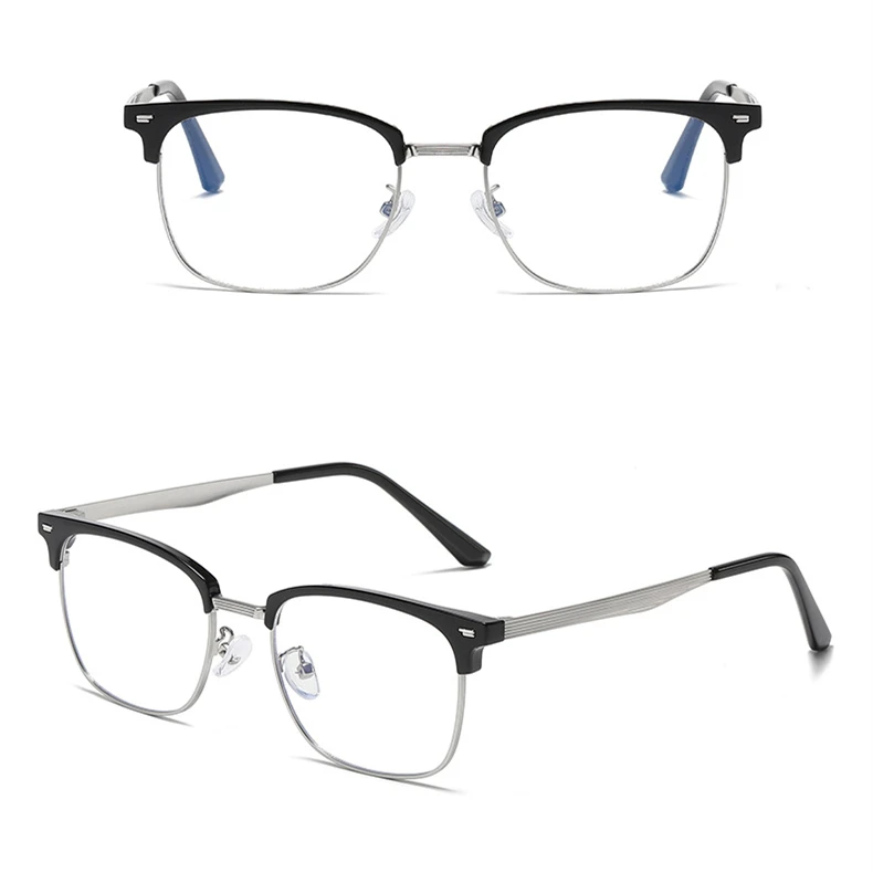 solid blue light blocking optical metal black gold eyebrow square oculos anti luz azul women men`s 2024 fashionable eyeglasses