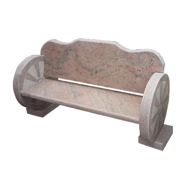 Modern Outdoor Garden Park Granite Stone Seat Wheel Benches With Backrest Design