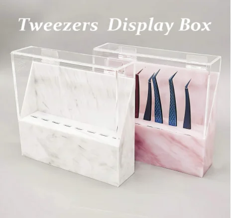 Hot sell 8 Holes Acrylic Eyelash Tweezer Storage Box Case Rack Durable Tweezers Holder