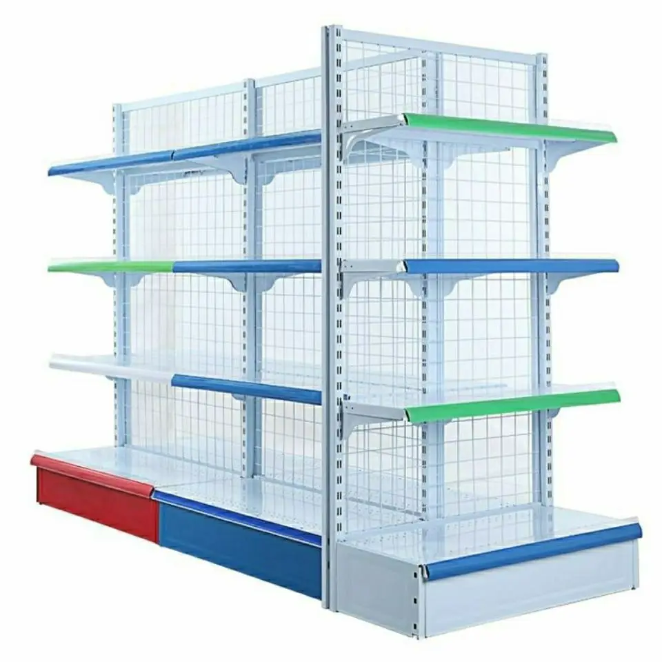 Customized Supermarket Shop Rack Store Display Shelf Metal Shelving Gondola Durable Stacking Racks