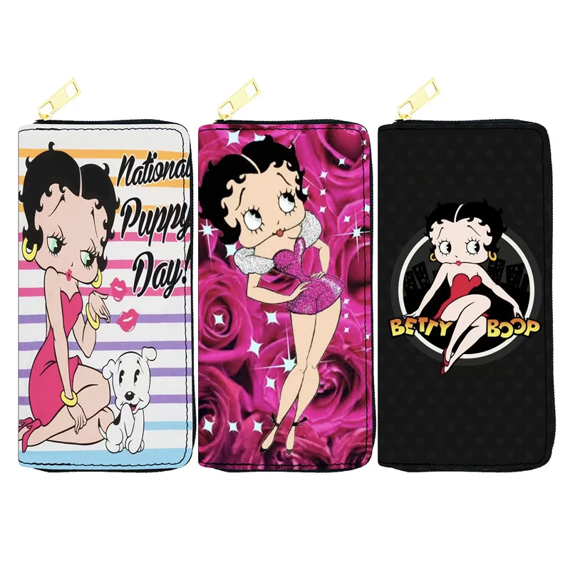 Cartoon Betty woman PU leather Coin Purse Ladies Student long wallet money clips