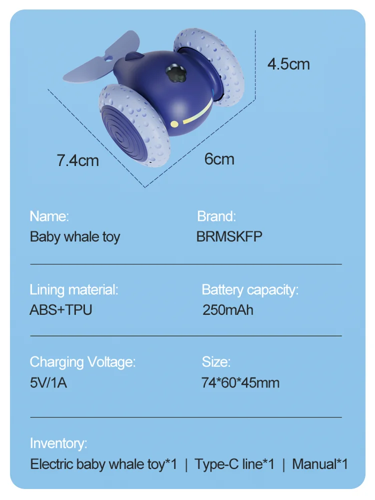 New design Remote Control Automatic Intelligence Premium Interactive Smart Self moving  USB Rechargeable  Little Whale Cat Toy