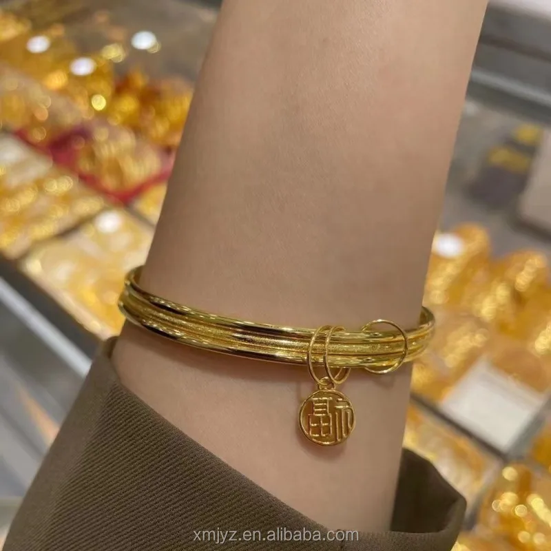 Certified In Stock Wholesale 5D Cyanide-Free Gold Bracelet Pure Gold 999 Bracelet Fashion 24K Gold Bracelet 54-65 Ring Size