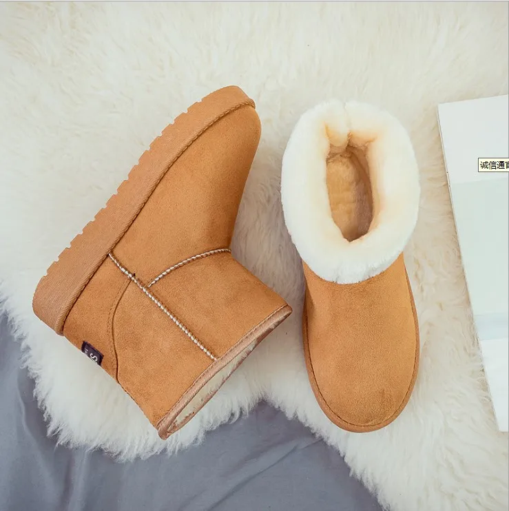 Classics Snow Sheepskin Winter Boots Mid Calf Fur Genuine Australia Lined Warm Outdoor for Women Pink Fashion