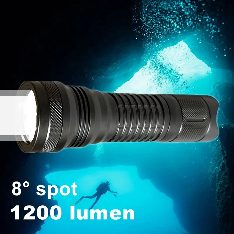 Wholesale IP68 underwater 2000 Lumen Rechargeable 26650 Diving Flashlight