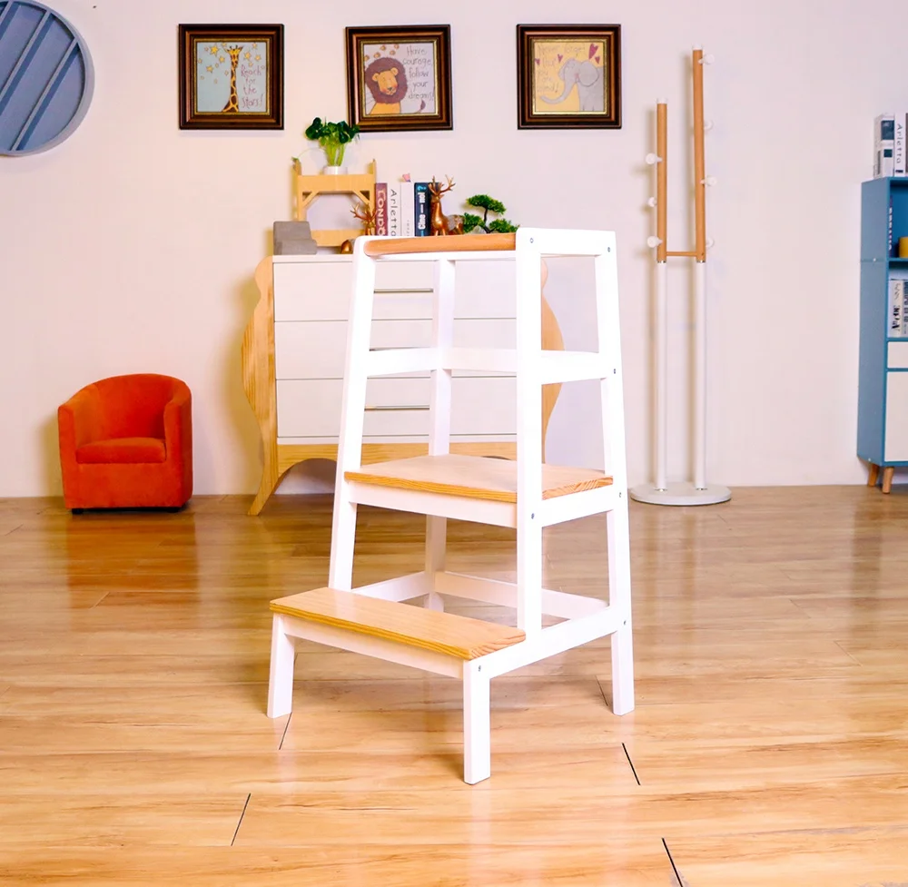 Nashow LMLT-007 деревянный белый натуральный обучения башня кухонный помощник