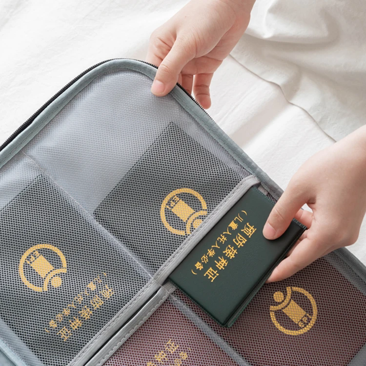 Multi-Layer Portable File Storage Safe Bag with Lock for Important Passport Certificates Waterproof Document Organizer Bag