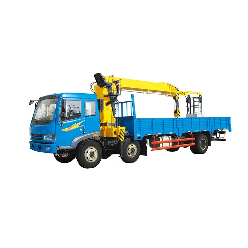 China SQ8SK3Q Mobile Self Loading Flatbed Truck with 8 ton Boom Crane Truck Mounted Crane for sale