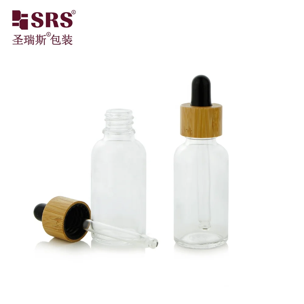 D003-30ml Fast Dispatch Stock Clear Colored Glass Empty Bottles Vial Packaging for Cosmetic Skin Care Serum Beard Oil For Men