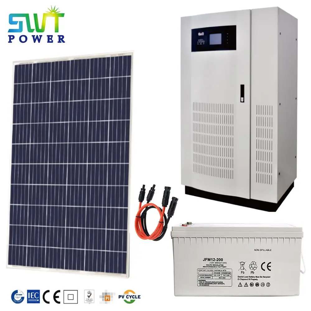 Off Grid Solar System 200KVA 3 Phase Solar System 5kw Big LCD Screen With Remote Monitoring
