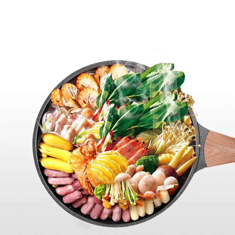 24/26/28cm Fry Pan Kitchen Cookware Cast Aluminum Maifan Stone Non-stick Frying Omelette Pan