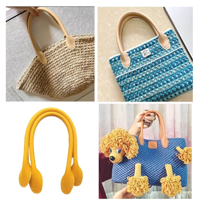 Leather Purses Straps with Ear Shape End DIY Hand Making Accessories for Purse Handbag Wallet Leather Bag Handles