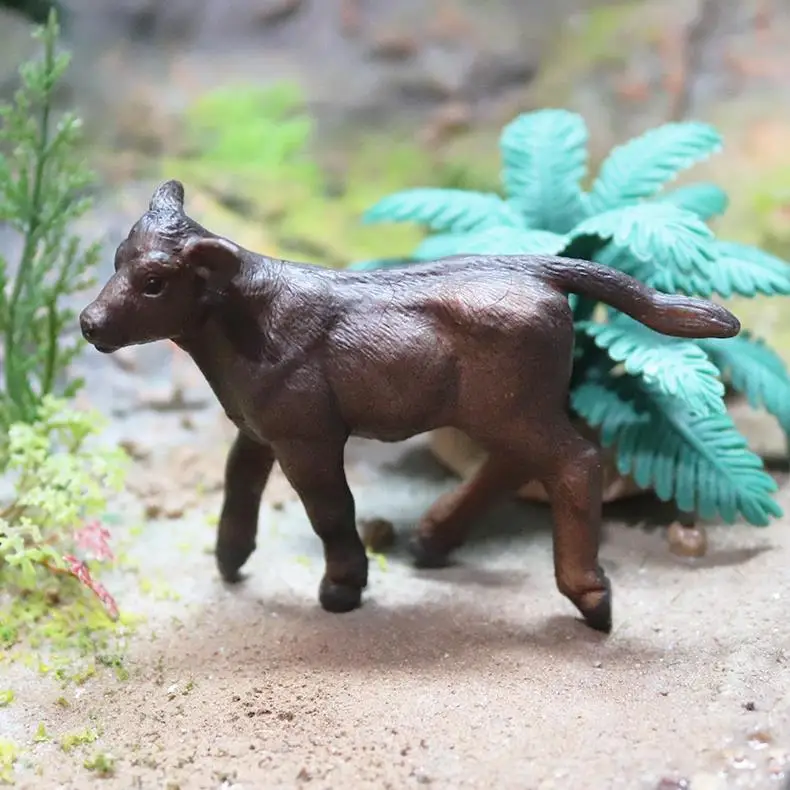 yxs solid simulation wild animal brown domestic poultry farm cow model children toy wholesale