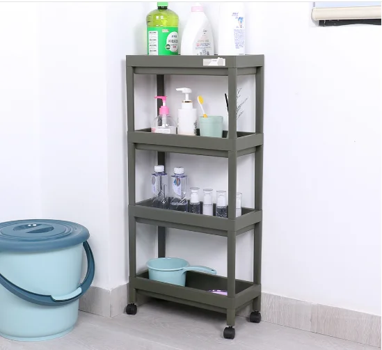 4 Layer multi-function plastic shelving for home bathroom kitchen and office used
