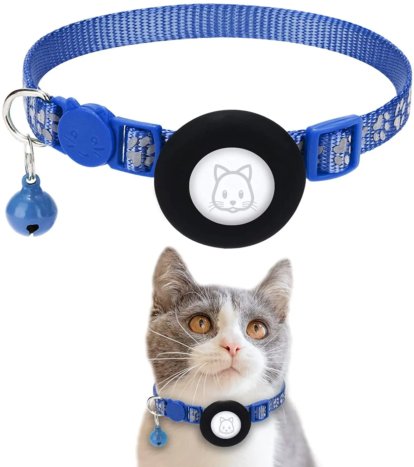 ODM/OEM Factory Wholesale Airtag Cat Reflective Collar With Bell for AirTag Case Cats Print Collar Pet Accessories Supplies
