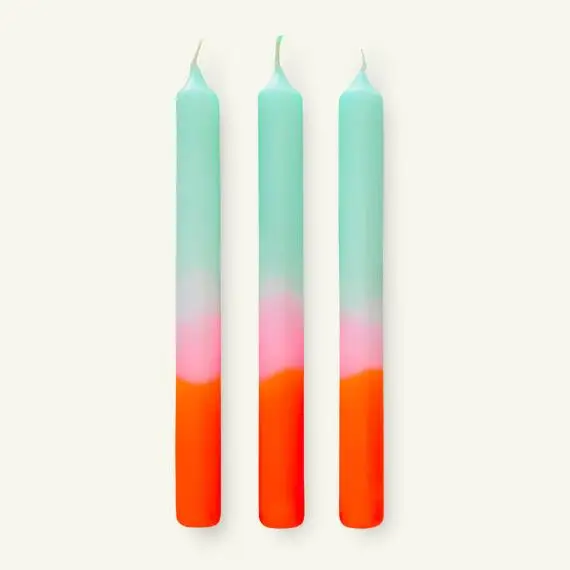 Dip Dye Neon Candles Taper Stick Pillar Twist Color Candles For Home Decor