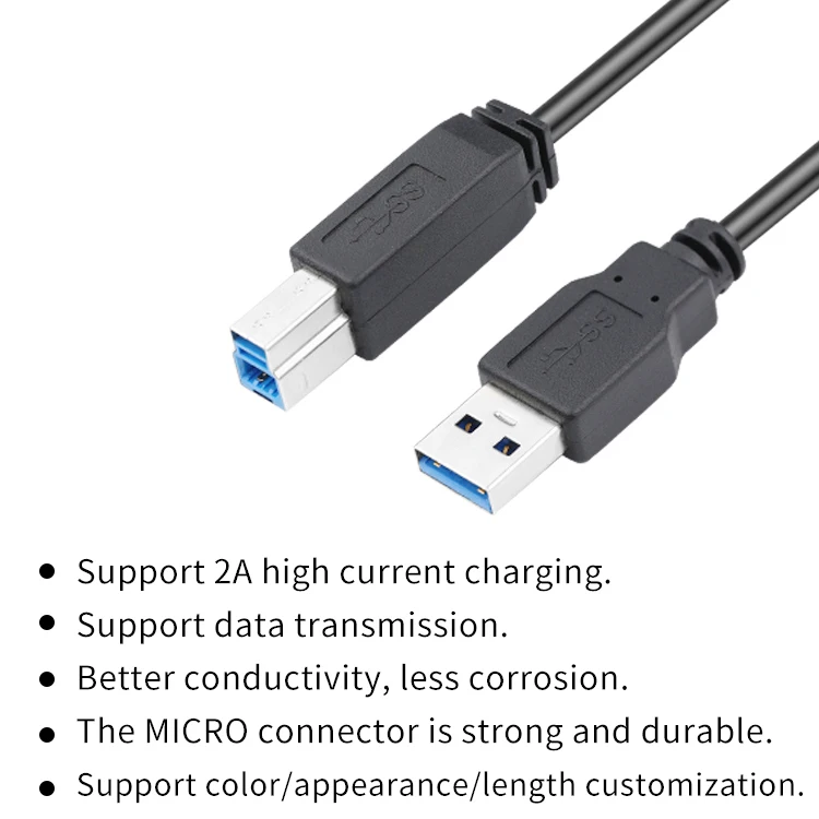 Customize USB Type A Male to B Male Printer Scanner Cord High Speed Compatible with HP Cable