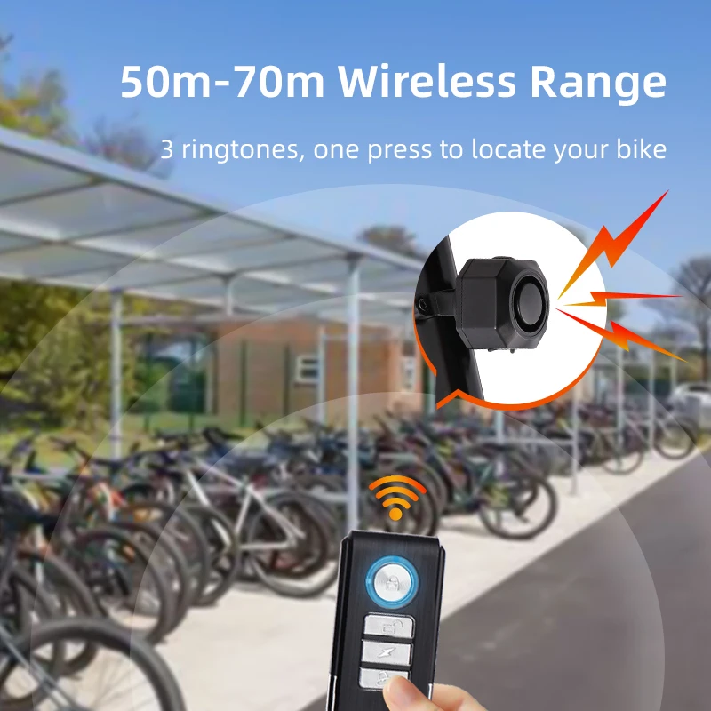 Bike Alarm 110dB Loud Anti Theft Vibration Motion Sensor Vehicle Security Alarm System Waterproof Bicycle Trailer Motorcycle