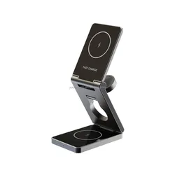 custom oem cyberpunk portable folding 3in1 magnetic 3 in one 1 charger wireless quick charging stand dock station