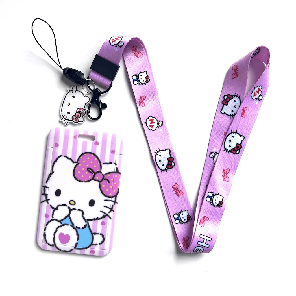 DNC kawaii cartoon custom design kitty lanyard with id badge printing keychain fast delivery
