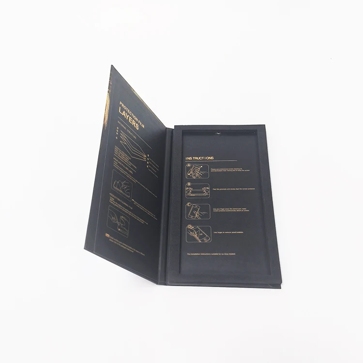 Smart electronics mobile phone 3D glass packaging box hardcover custom uv print logo tempered film paper box