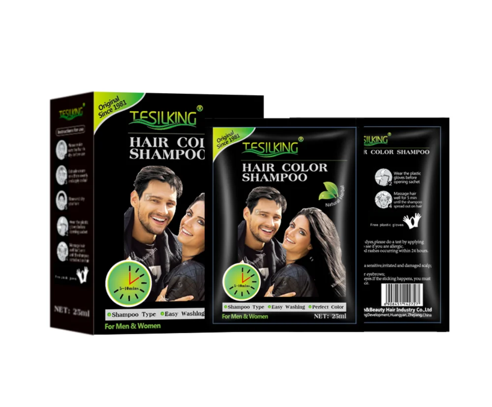 Natural plant essence black 5mins fast hair dye shampoo