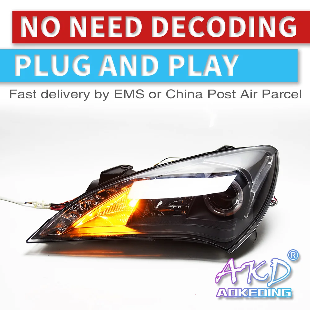 AKD Car Styling for Hyundai Genesis Coupe Headlights Rohens LED Headlight H7 D2H Hid Option Angel Eye Bi Xenon Beam