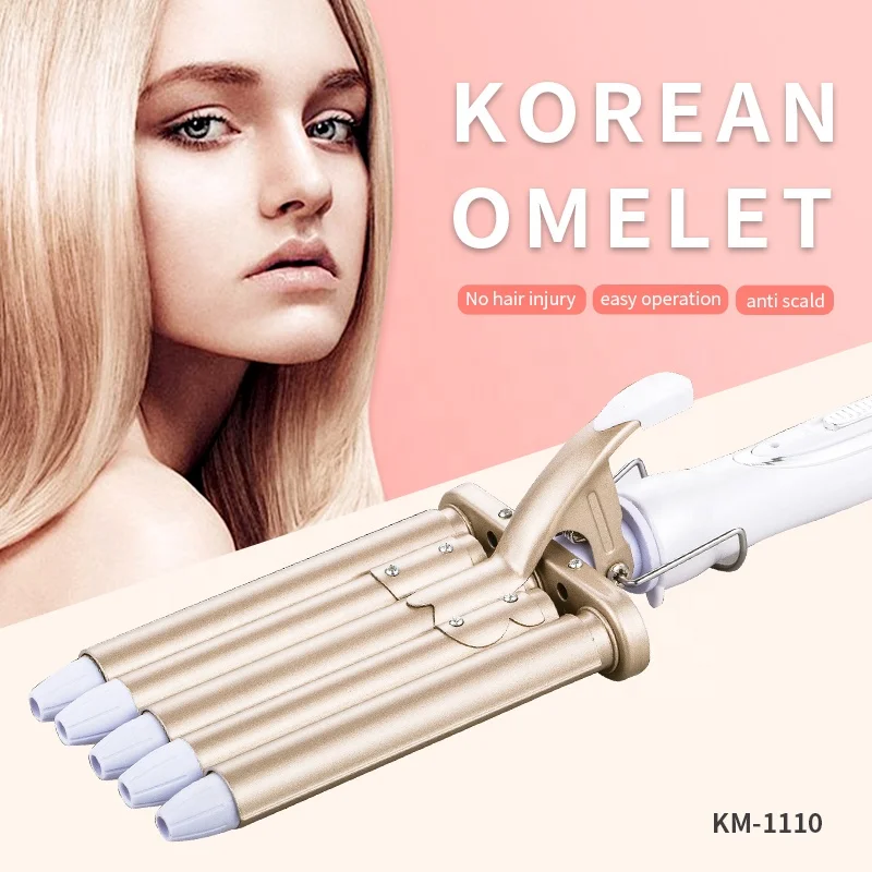 Kemei KM-1110 Household Five Barrels Ceramic Heating Curling Iron Rapid Heating Up Professional Big Wave Hair Curler