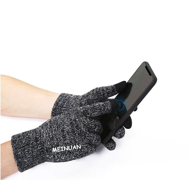 Плотные вязаные перчатки для экрана мобильного телефона Осень-Зима теплые шерстяные кашемировые однотонные перчатки женские мужские перчатки