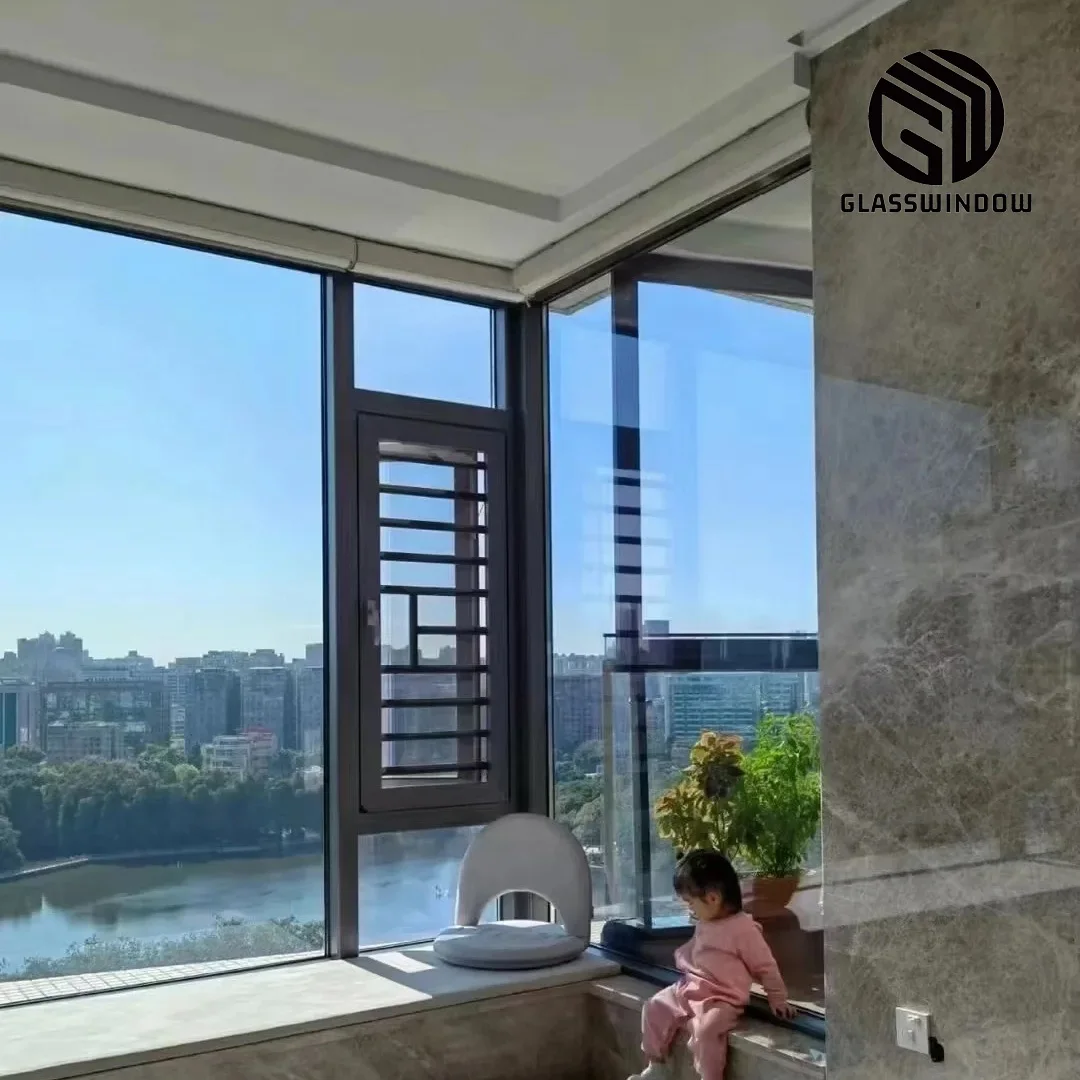 Glasswindow commercial aluminum storefront door and window commercial automatic sliding glass doors double casement door