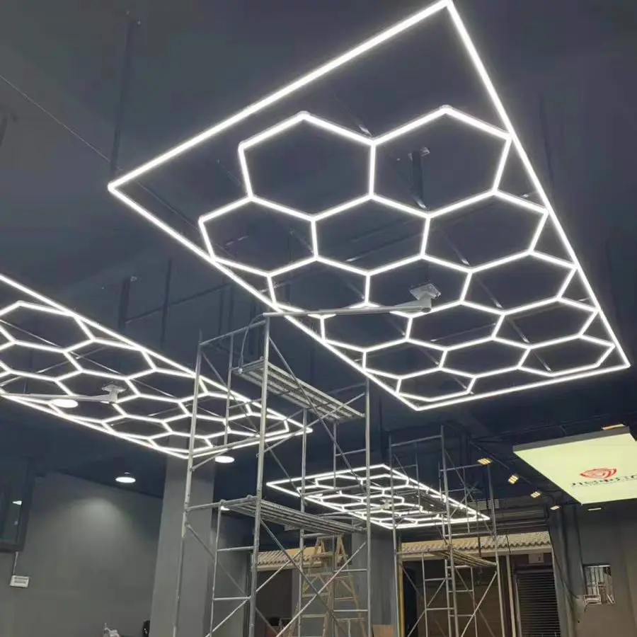 Customized Hexagon Led Light for Gym and School Car Showroom Wall Light LED Hexagon Garage Lighting Ceiling Lamp