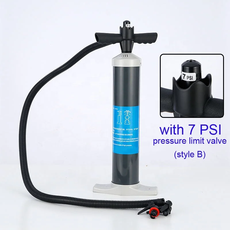3L High Volume Hand Air Pump Manual Inflator W/Pressure Gauge & Limiting Valve Inflating Boat Kayak Canoe Sup Single Action Grey