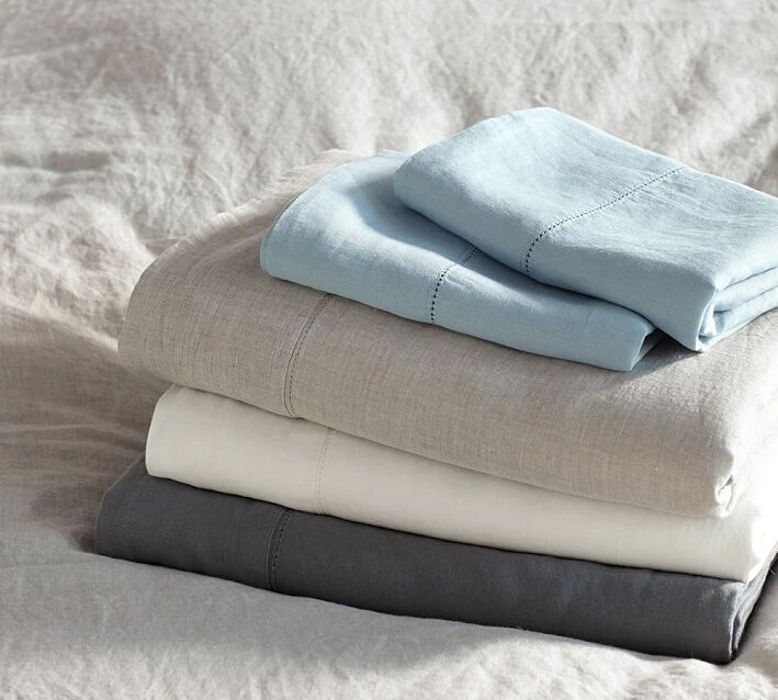 French linen Bed Sheet 4 pieces set vintage washed linen bed sheet sets