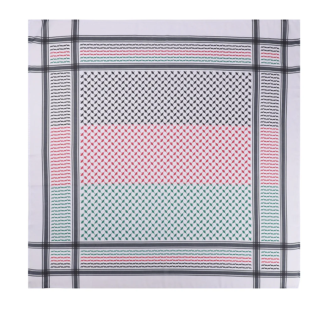 Whosale hot sale unisex palestinian kufiya flag scarves 53inch square arafat hatta  shemagh keffiyeh arab scarf