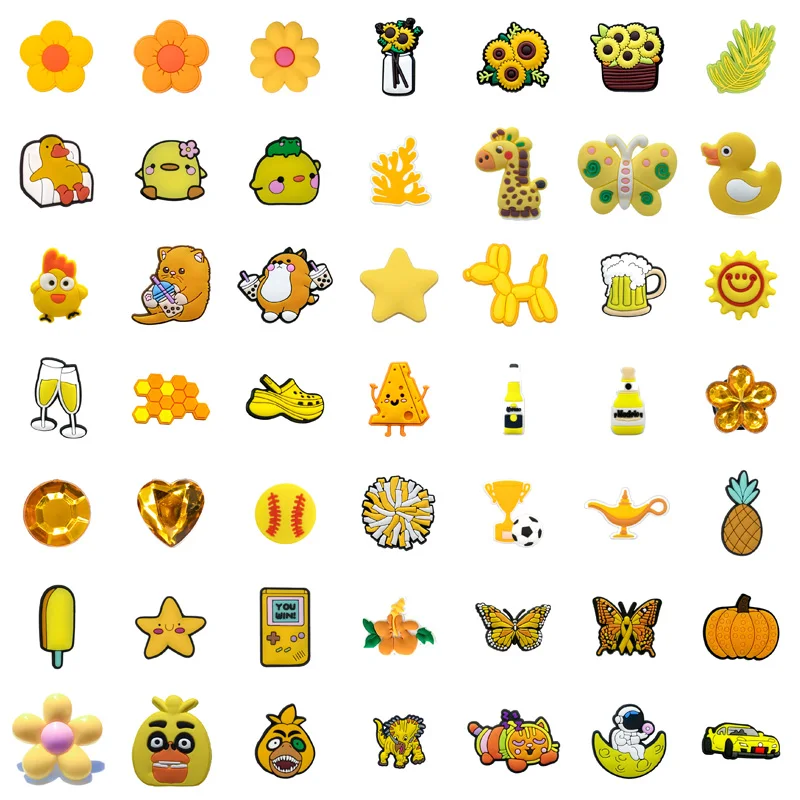 Custom Soft Rubber PVC Shoe Charms yellow series flower animal butterfly school bus dog Classic cartoon cute Accessories Shoes